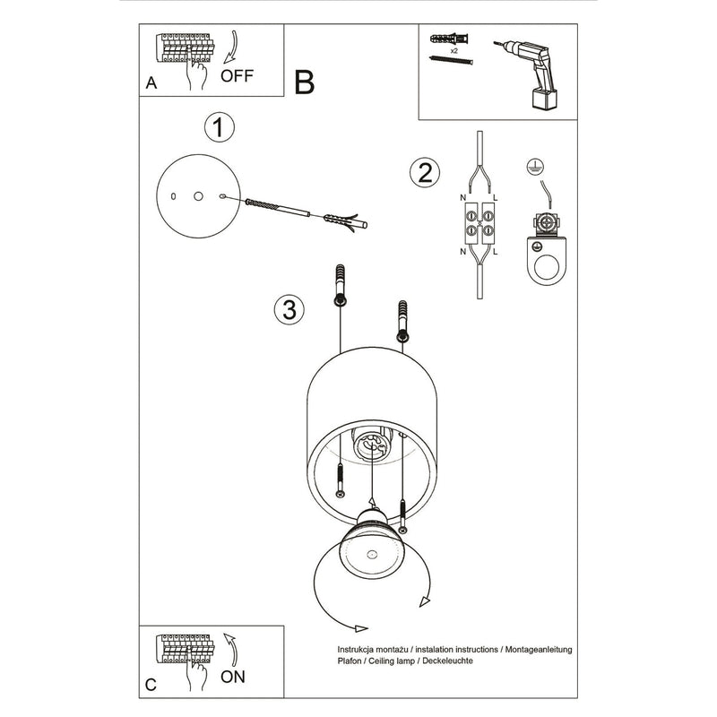 Plafonnier Cylindre LED noir