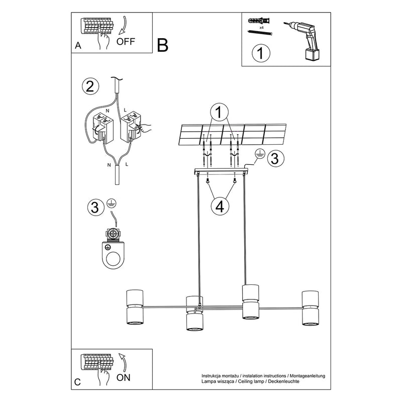 Lampe pendante Support Plante noir