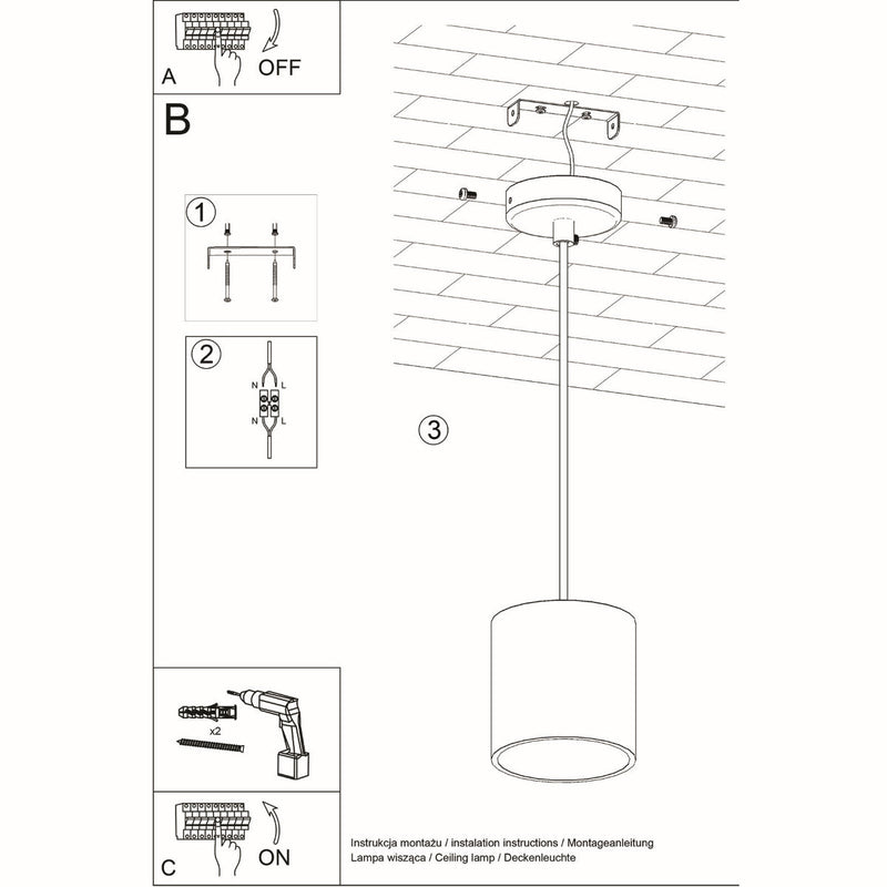 Lampe Suspendue Forme Cylindrique noir