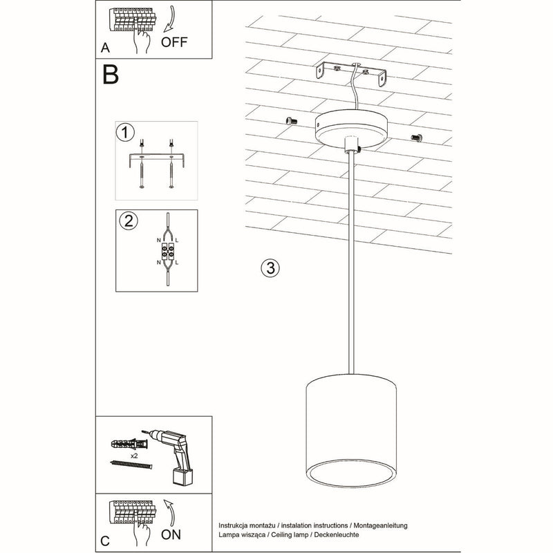 Lampe Suspendue Forme Cylindrique gris