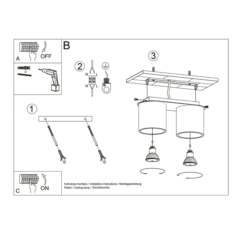 Plafonnier Double Cylindre LED gris