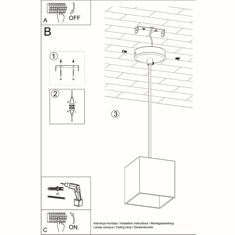 Lampe suspendue Cube LED noir
