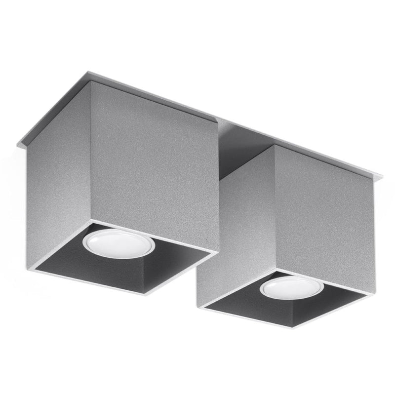 Plafonnier Double Cube LED gris