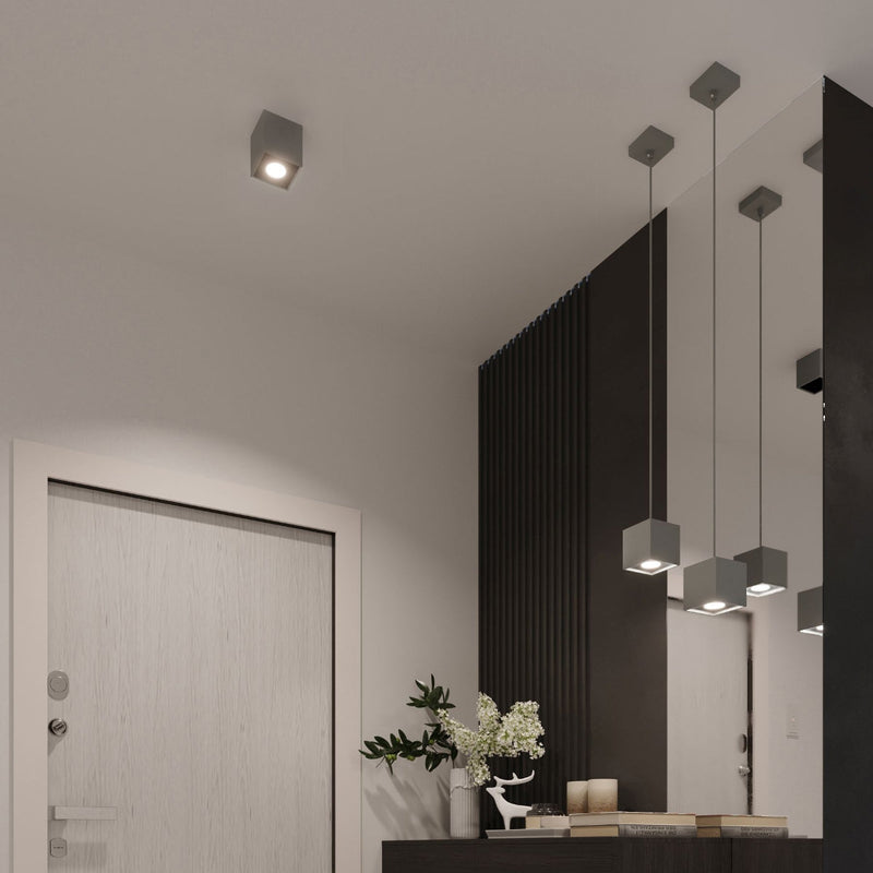 Plafonnier Double Cube LED gris