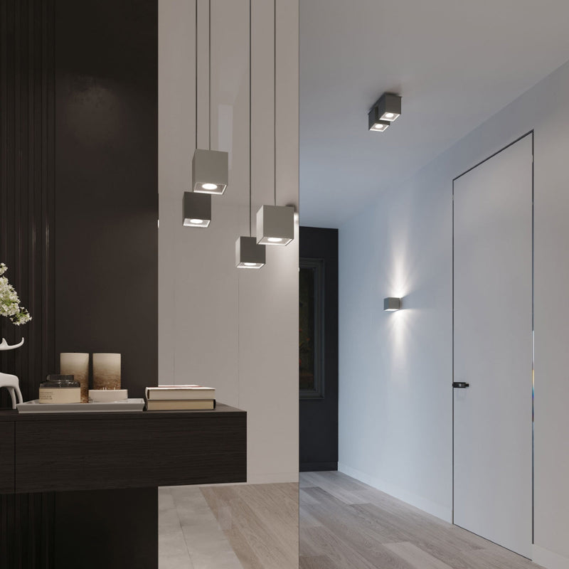 Plafonnier Double Cube LED gris