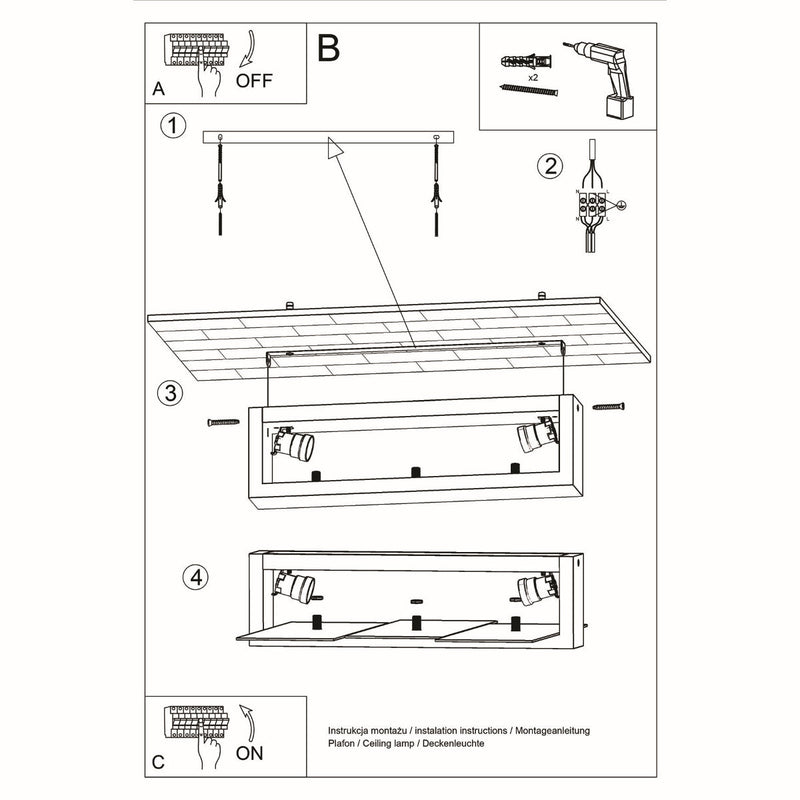 Plafonnier Triple Panneaux Horizontal Bois