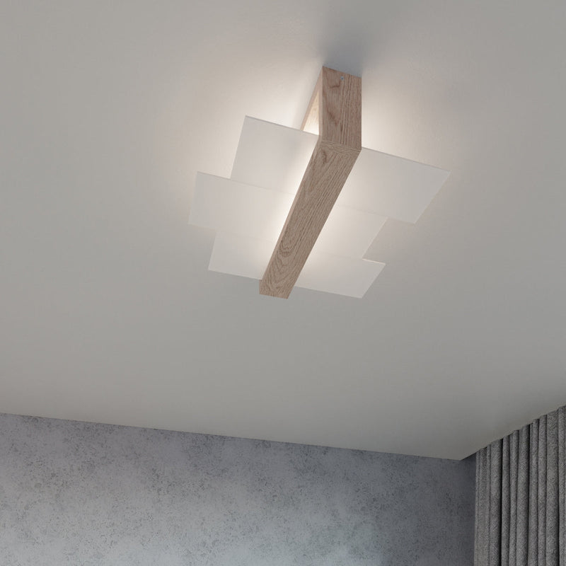 Plafonnier Triple Panneaux Horizontal Bois