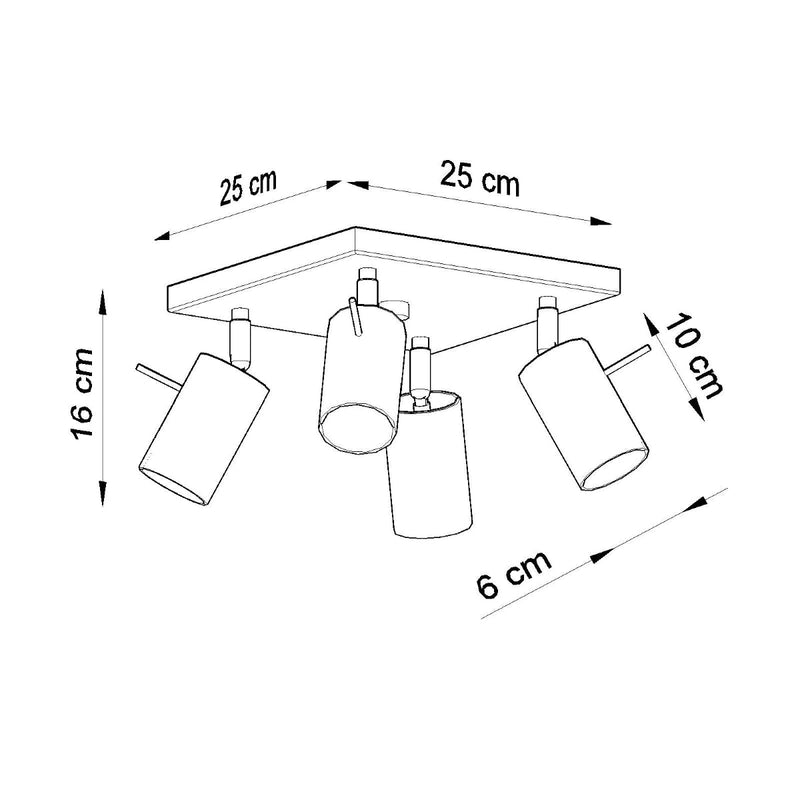 Plafonnier Directionnelle 4 LED noir