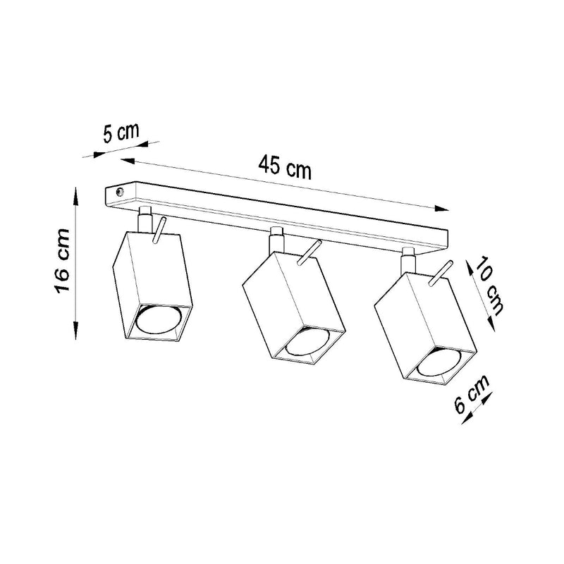 Plafonnier Directionnelle Carré 3 LED blanc