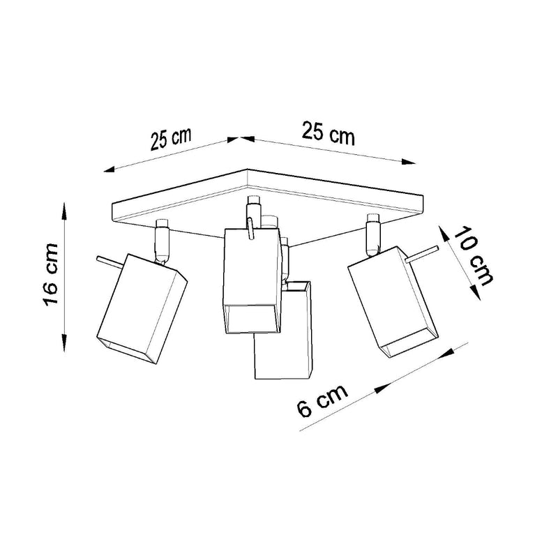 Plafonnier Directionnelle Carré 4 LED blanc