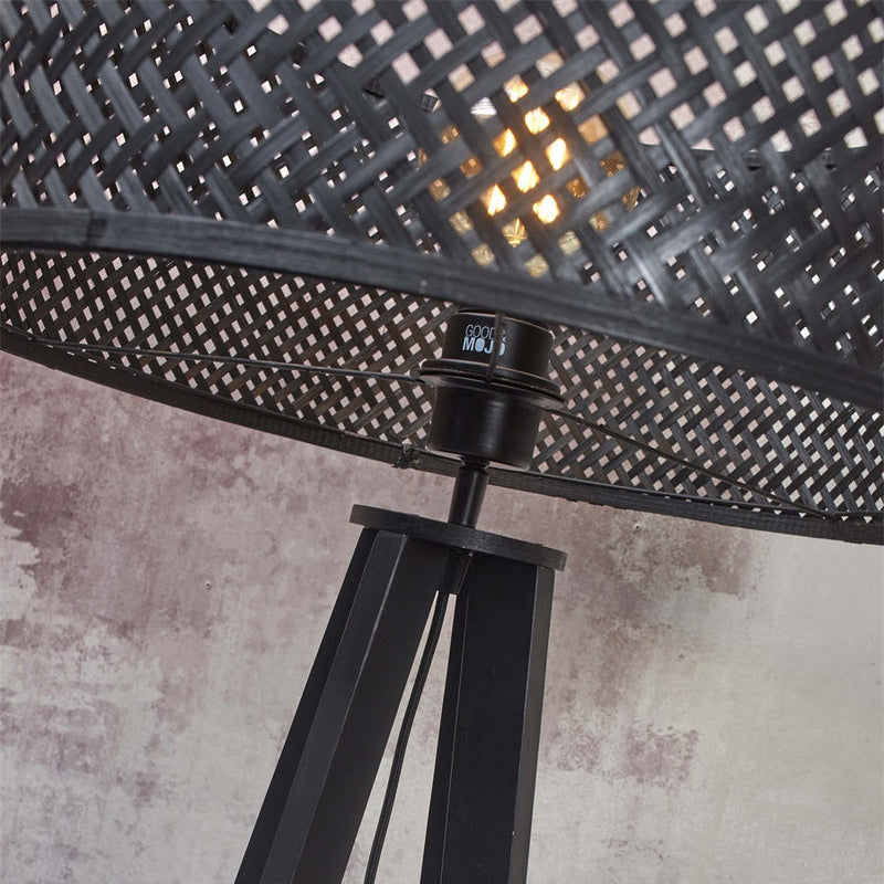 Lampadaire Java 4 Pieds Bambou Noir 175 cm