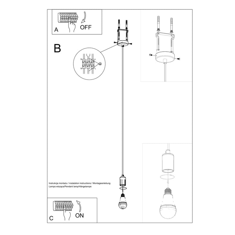 Lampe suspendue Classique Minimaliste noir