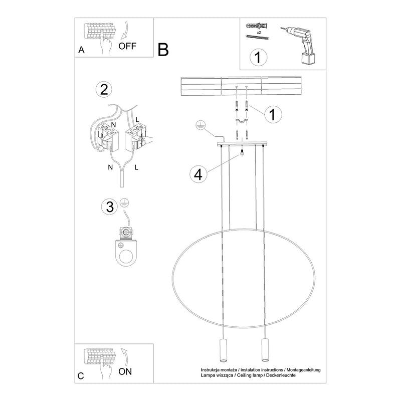 Lampe suspendue Ovale en Acier 2 noir