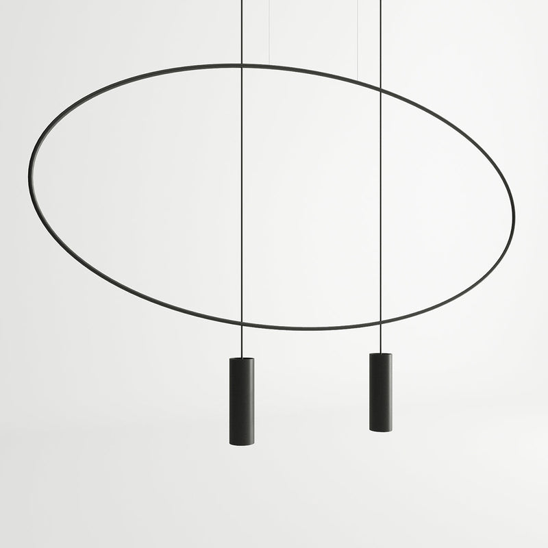 Lampe suspendue Ovale en Acier 2 noir