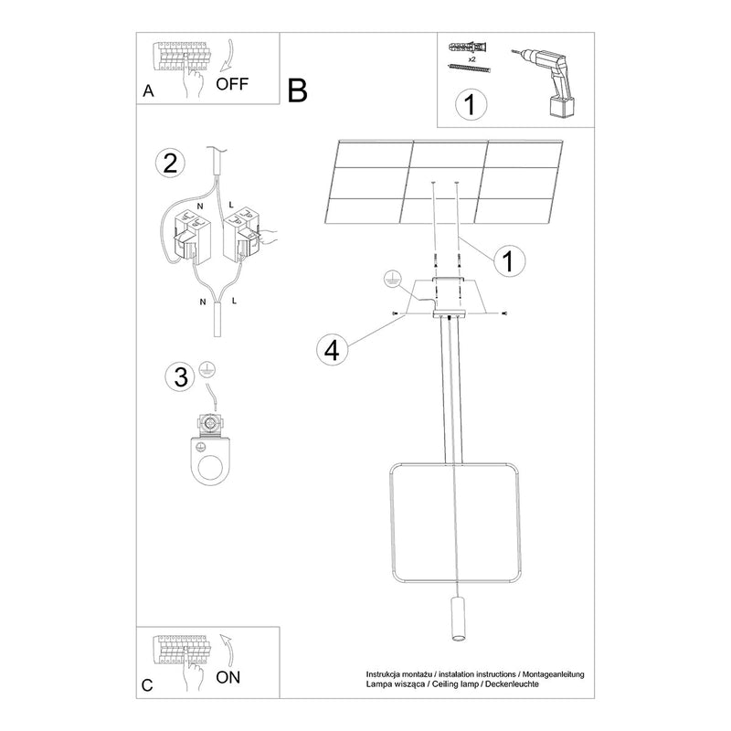 Lampe pendante Rectangle en Acier 1 noir