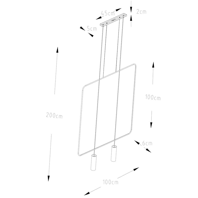 Lampe suspendue Rectangle en Acier 2 noir