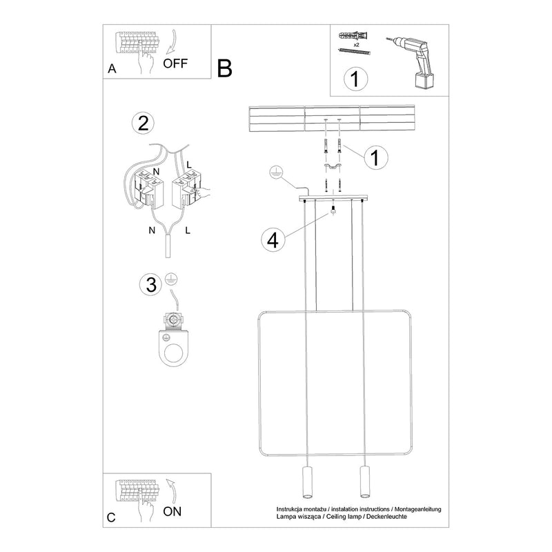 Lampe suspendue Rectangle en Acier 2 noir