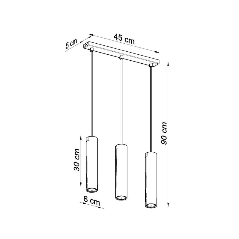 Lampe Suspendue Long Cylindre 3 blanc