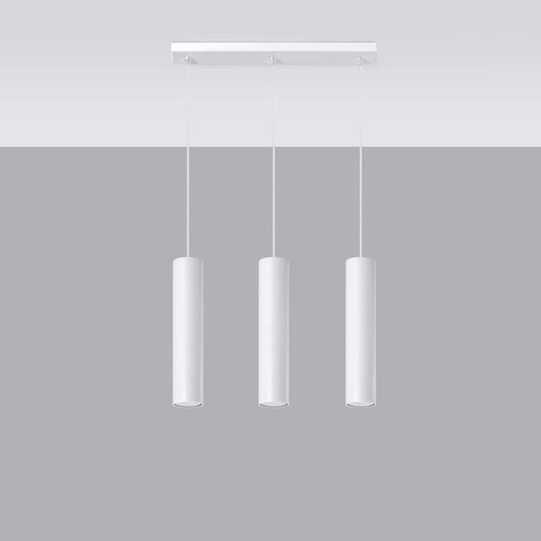 Lampe Suspendue Long Cylindre 3 blanc