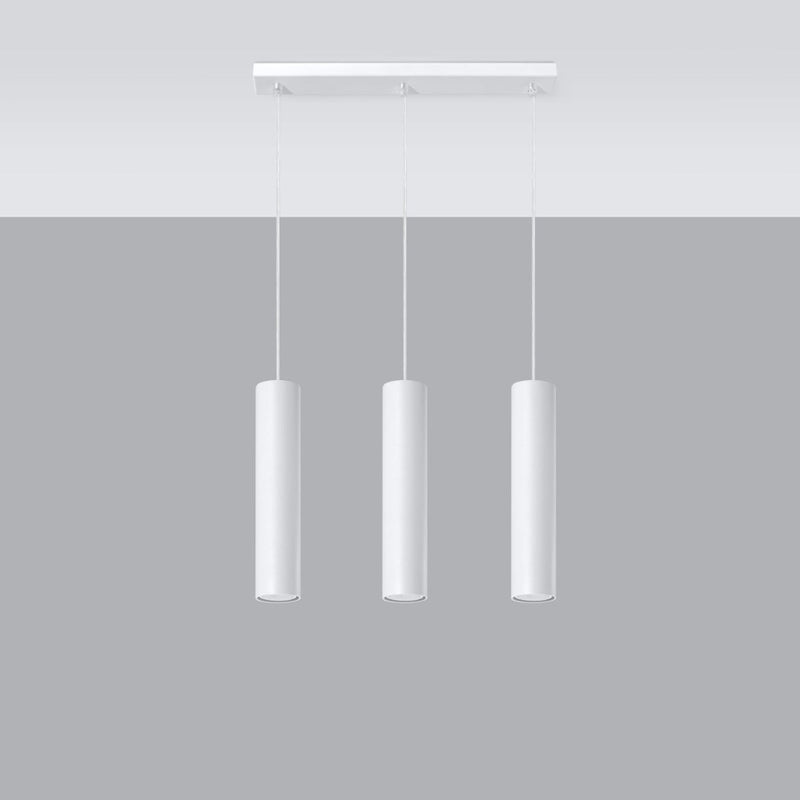 Lampe Suspendue Long Cylindre 3 blanc
