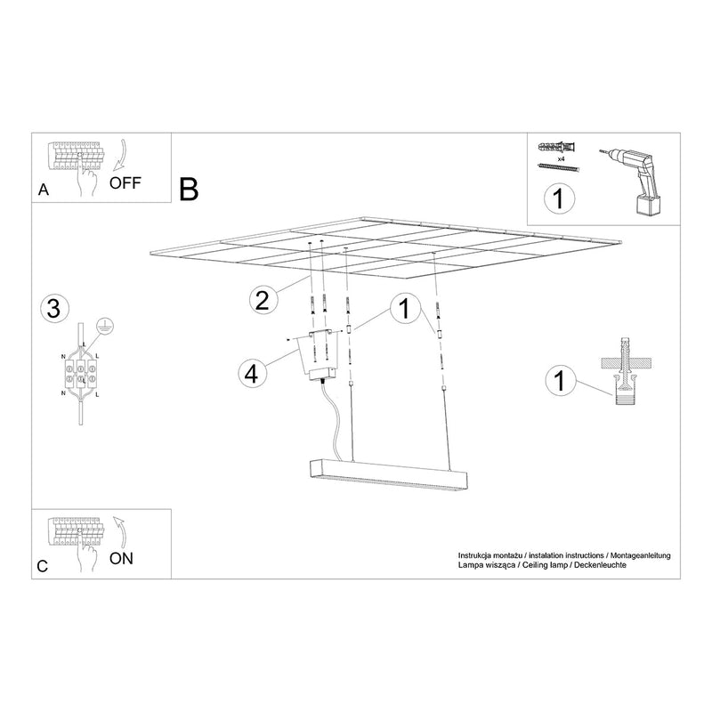 Suspension Barre Moderne 67 noir