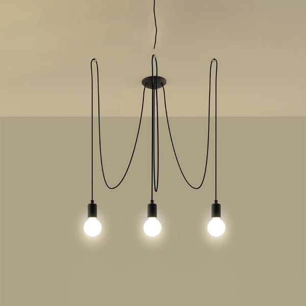 Lustre Câble Minimaliste 3 noir