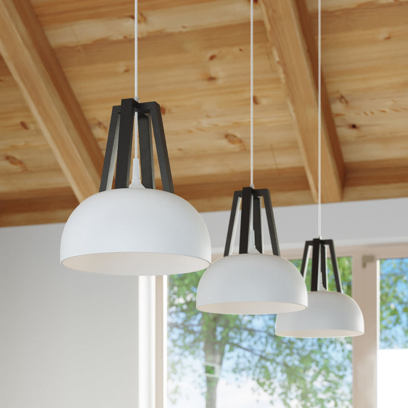 Lampe pendante Dôme blanc/noir
