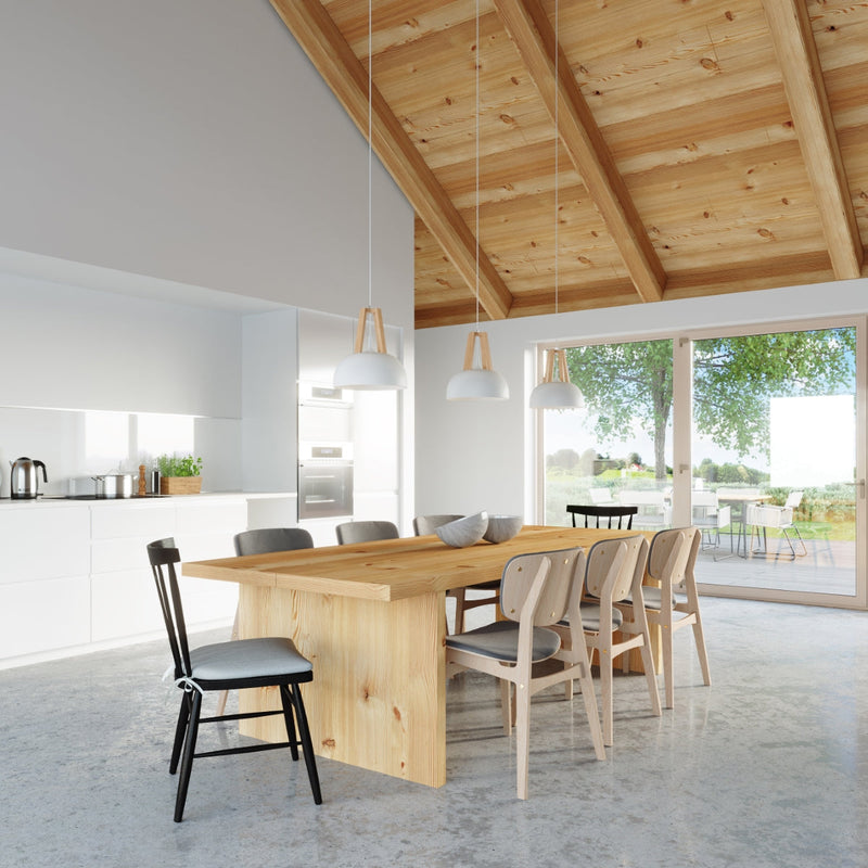 Lampe pendante Dôme blanc/bois naturel