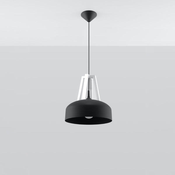 Lampe pendante Dôme noir/blanc