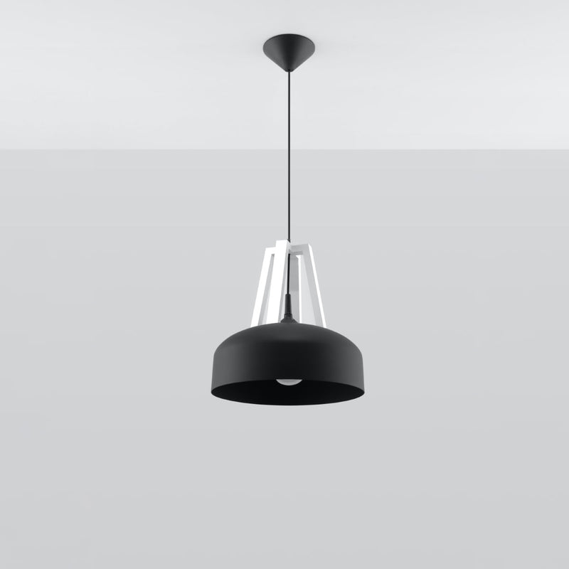 Lampe pendante Dôme noir/blanc