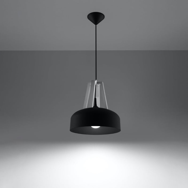 Lampe pendante Dôme noir/blanc