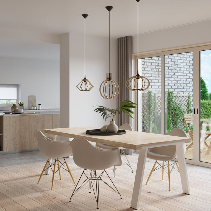 Lampe pendante Arancia en bois naturel