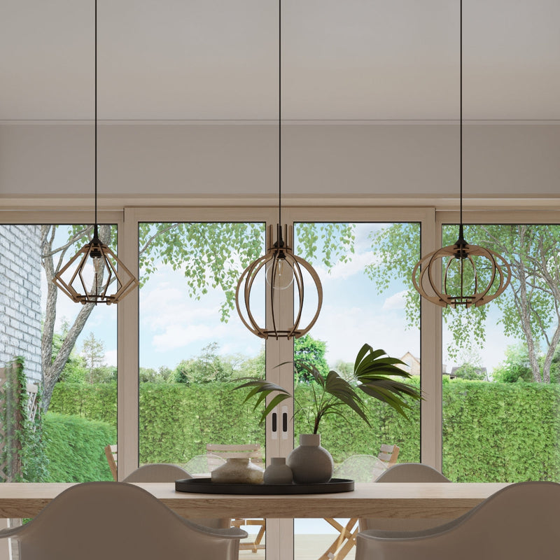 Lampe pendante Arancia en bois naturel