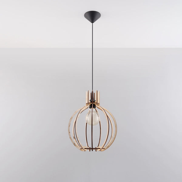 Lampe pendante Arancia en bois naturel