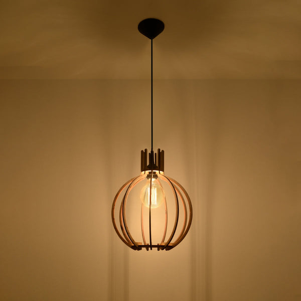Lampe pendante Arancia en bois naturel