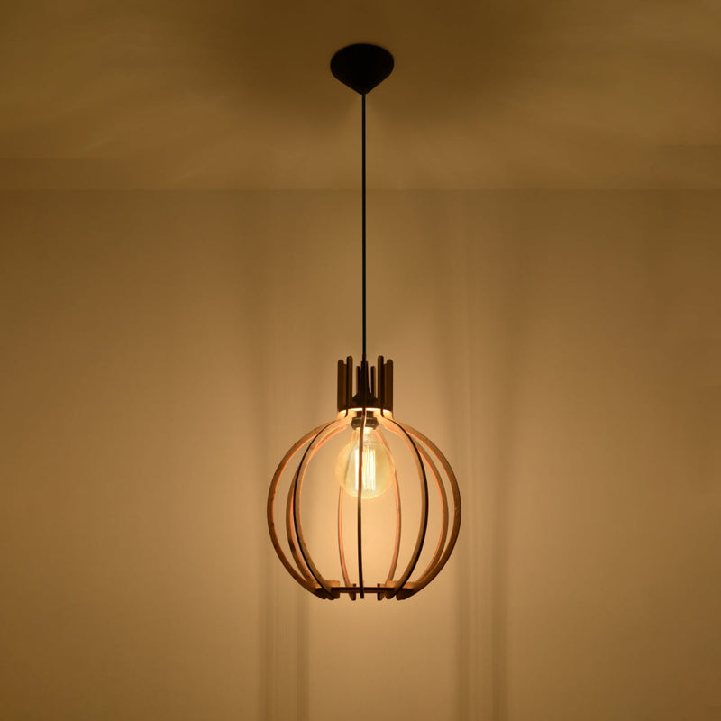 Lampe pendante Arancia en bois naturel