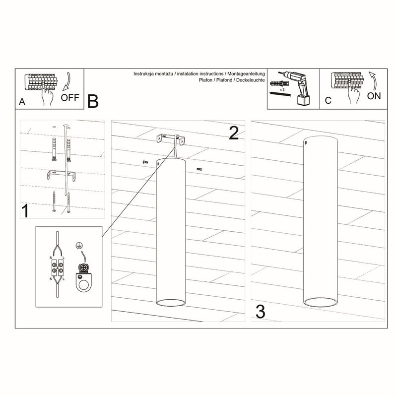 Plafonnier Tube 30 blanc