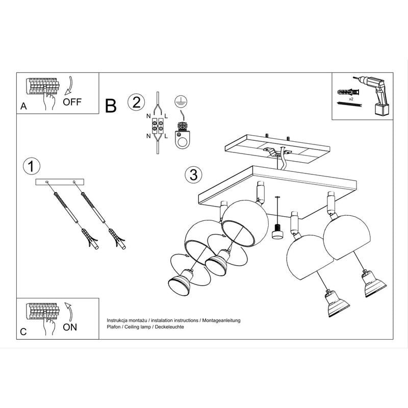 Plafonnier Oculaire LED 4 noir