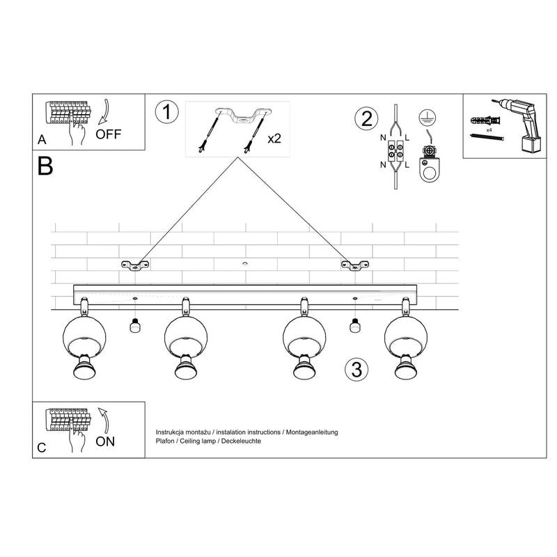 Plafonnier Oculaire LED 4L noir
