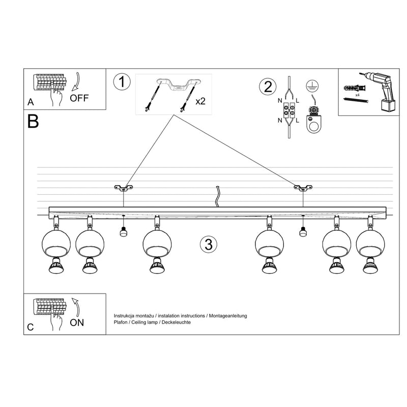 Plafonnier Oculaire LED 6L noir