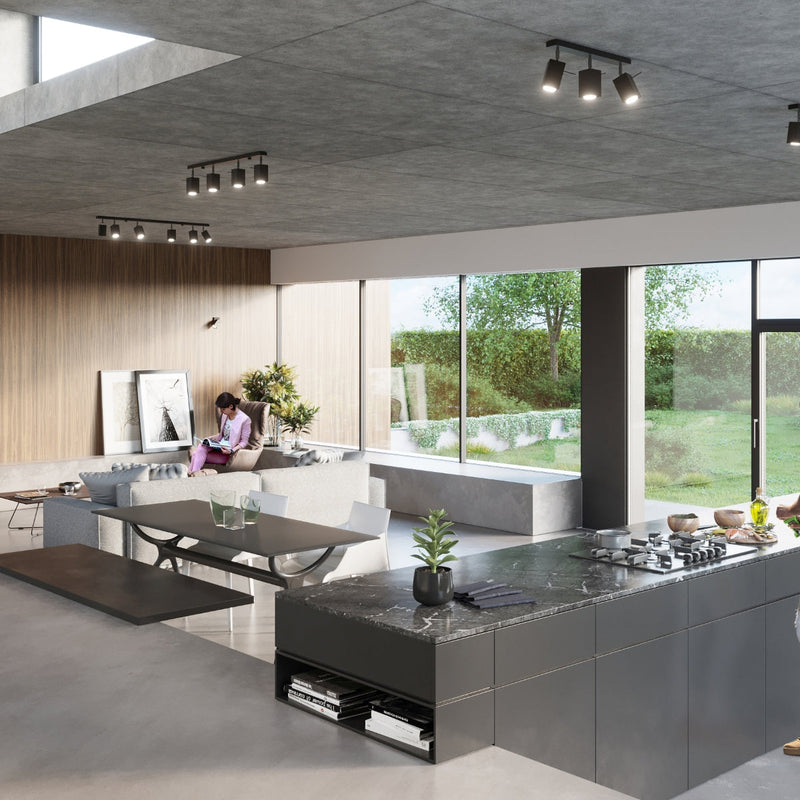 Plafonnier Directionnelle Carré 6L noir