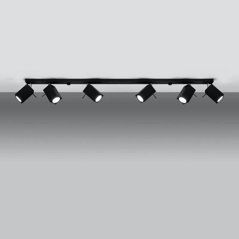 Plafonnier Directionnelle Carré 6L noir