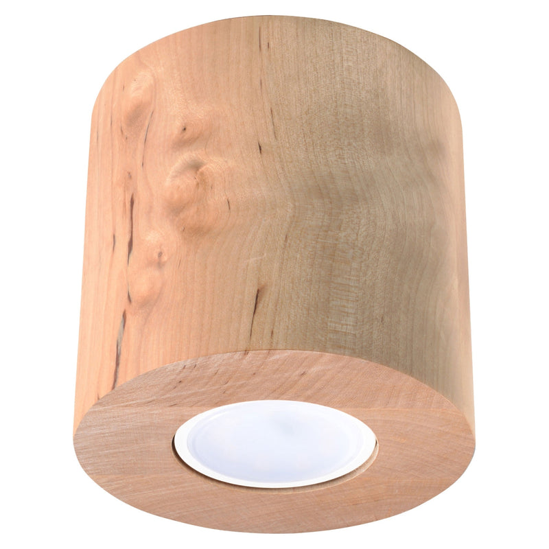 Plafonnier Cylindre LED bois naturel