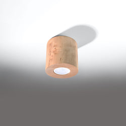 Plafonnier Cylindre LED bois naturel