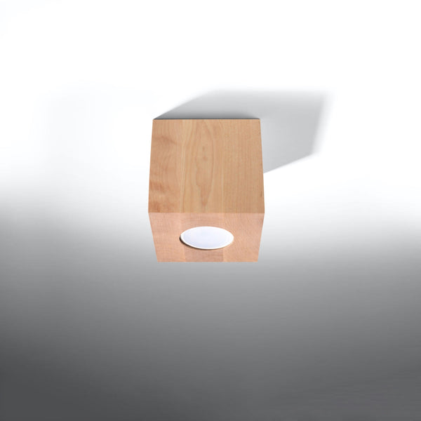 Plafonnier Cube LED en bois naturel