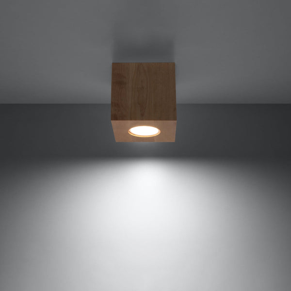 Plafonnier Cube LED en bois naturel