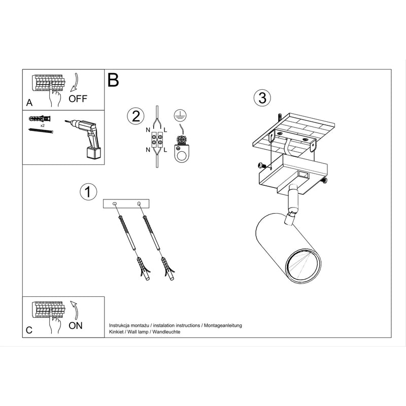 Plafonnier Tube Ajustable 1 noir