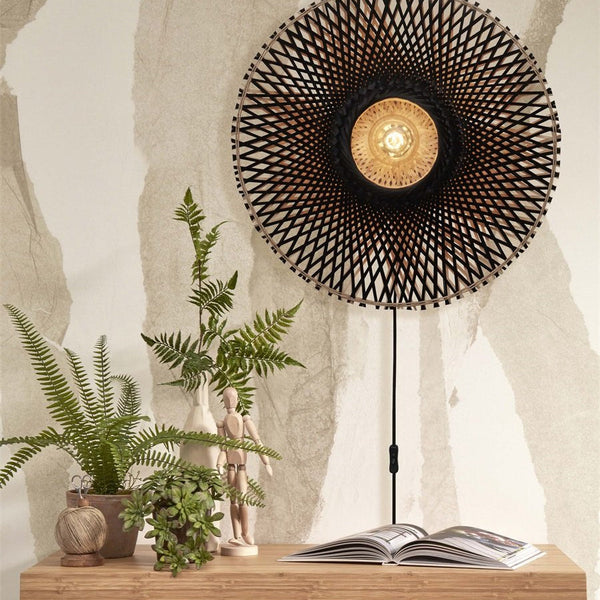 Applique Murale Kalimantan Bambou Noir et Naturel 60 cm