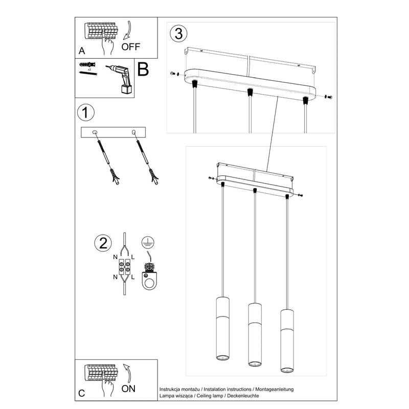 Lampe pendante Bicolore 3 noir