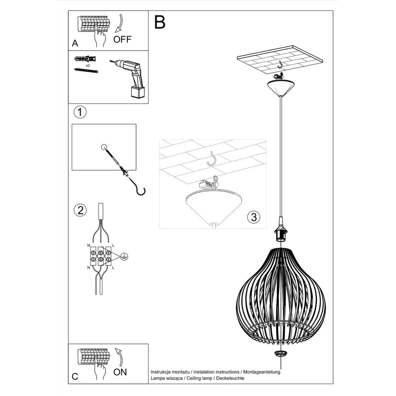 Lampe suspendue Poire en bois